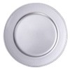 MAONAME Silver Charger Plates, Round Dinner Charger with Beaded, 13 Inch Plastic Plate Chargers for Wedding, Table Decor, Set of 6