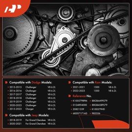 A-Premium Heavy-Duty Serpentine Drive Belt Compatible with Ram 1500 2021-2022 & Jeep Grand Cherokee 2018-2021 & Dodge Charger 2015-2022, Challenger 2015-2022, 6.2L - Replace 0124894000