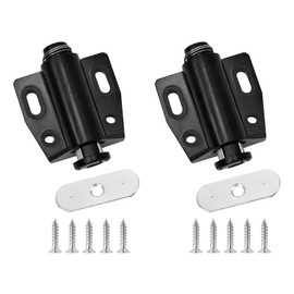 LICQIC 2 PCS Push Release Door Catch, Magnetic Door Catch Push Open, Plastic Soft Close Strong Spring for Cabinet Cupboard Wardrobe Kitchen Bathroom (Black)