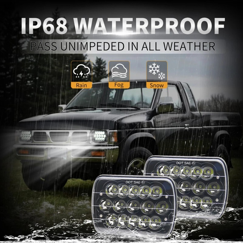 locknight Pair 5x7 7x6 LED Headlights Hi-Lo For Toyota Pickup