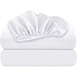 Oakias Full Fitted Sheets White – Pack of 2 Bottom Sheets – Soft Brushed Microfiber Elastic Sheets for Bed – Shrinkage & Fade Resistant Sheets – Machine Washable