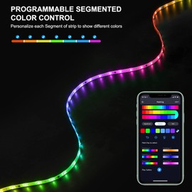 ONVIS - Tira de luces LED inteligentes RGBIC de 6.5 pies, funciona con Apple HomeKit, Siri, WiFi 2.4G inalámbrico, direccionable individualmente, sincronización de música, solo iOS