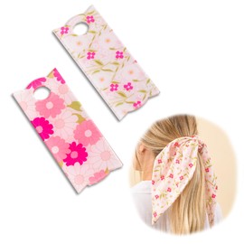 Tumbler Lid Tag Set and Matching Hair Scrunchie 3PC Pink Floral Bow Accessory Acrylic Tags Fits 40oz Tumblers