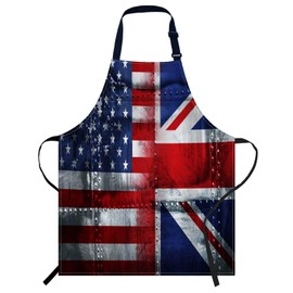 Smooffly American and British Flag Apron Unisex Adjustable Bib Apron, Cooking Kitchen Chef Apron, Women Men Apron for Home Kitchen, Restaurant, Coffee house