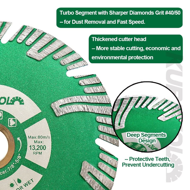 KURSTOL Granite Diamond Cutting Blade - 125mm Concrete Cutting Disc