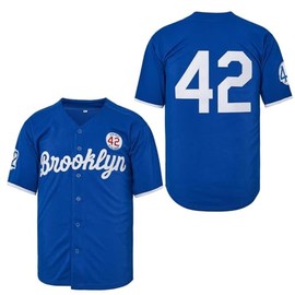 Madjus Men's Black Legend 42 Button Down Jersey 90s Hip Hop Baseball Jersey Stitched (as1, Alpha, xx_l, Regular, Regular, Blue)