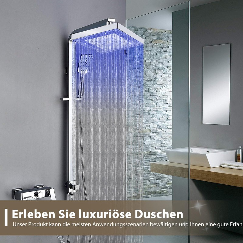 8 Inch (20 cm) Shower Head Rain Shower LED Shower