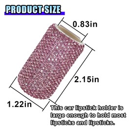LHDOS Bling Car Chapstick Holder, Upright Lip Balm Holder for Car, Crystal Rhinestone No Melt Lipsticks Organizer Case, Insulating Vehicle Interior Accessories for Women Men (Pink)