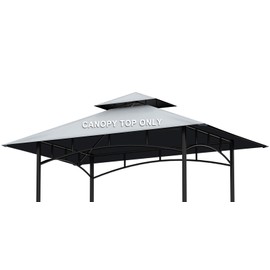 Grill Gazebo Replacement Canopy Top - AONEAR 5'x8' Outdoor BBQ Tent Roof Cover Double Tiered Outdoor Grill Shelter Fit for Model L-GG001PST-F (Gray)