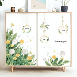 Decvictor Dandelion Green Leaves Wall Decals Green Plants Garlands Wall Stickers Vinyl Peel and Stick Wall Decal Self Adhesive Wall Art Sticker for Aisle Bedroom Sofa Backdrop Wall Home Decor