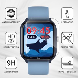 Holilo Pack of 4 Screen Protectors Compatible with Ice-Watch Ice Smart Junior 2.0 TPU Film, Full Coverage Soft Edge Anti-Scratch Ultra Clear 9H Hardness HD Bubble-Free Scratch-Resistant Screen