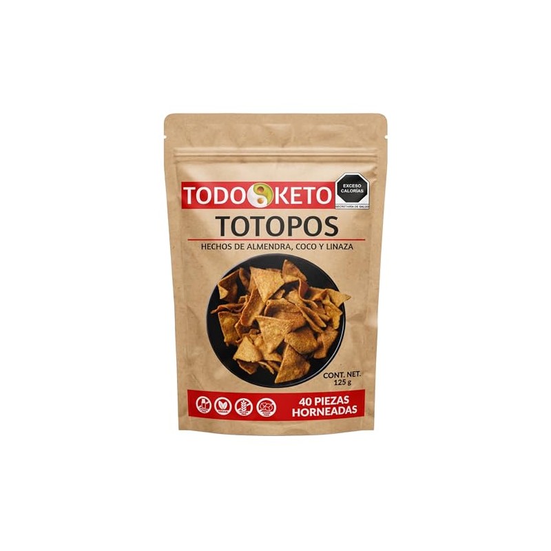 Totopos Keto Botana de Almendra 40 Piezas (Naturales) 125 gramos