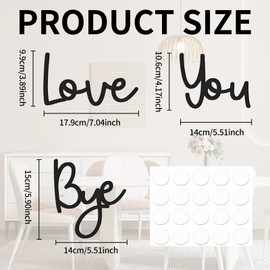 Love You Bye Above Door Sign, Handcrafted Plywood Script With Double Tape, Black Wall Art for Hallway Decor, Family Home Decoration Gift