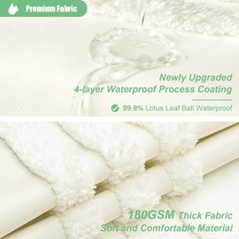 Dynamene Dynamene Extra Wide Shower Curtain - 108x72 Inches Width Tufted Chenille Striped Fabric Shower Curtains for Bathroom, Farmhouse Shabby Chic Waterproof Cloth Shower Curtain Set with 18 Hooks, Cream