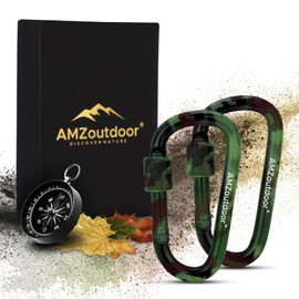 AMZoutdoor® Set of 2 Screw Carabiners in Camouflage Colour Outdoor Carabiner Key Carabiner Bushcraft Outdoor Accessories Carabiner Tent Carabiner Survival (Camouflage-2)
