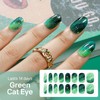 MIZHSE Semi Cured Gel Nail Strips, Green Cat Eye 30PCS