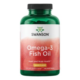 Swanson Suplemento Omega 3 Aceite de pescado 150 Cápsulas Sabor Limón