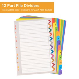 [Pack of 5] Index for A4 Folders, 12 Pieces, Coloured Dividers for Folder A4 Made of Cardboard with Numbers 1-12 Index, Folder Dividers A4
