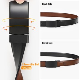 JASGOOD Men’s Leather Belt Reversible Belt for Men Jeans Suits with Rotate Buckle 1.25’’Wide Leather Casual Belt for Present,Black/Brown