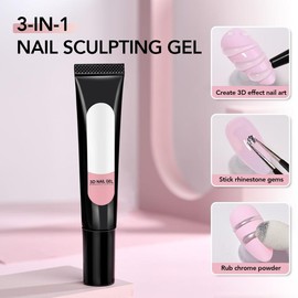 3D Nail Gel, 15g Clear Sculpting Gel for Carving, Molding and Painting Nail Art Designs, Nail Glue for Rhinestone Gems Decoration