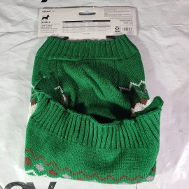 Pet Life Vibrant Life Pet Sweater Green w/ Squirrel Sz S Shih Tzu Cat Jack Russel Pug