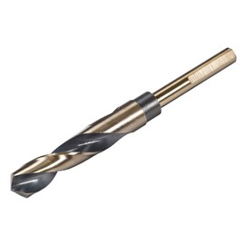sourcing map Reduced Shank Twist Drill Bits 16.5mm Black Nitride & Gold Titanium Coated High Speed Steel 4341 with 10mm (3/8") Shank for Stainless Steel Alloy Metal Plastic Wood