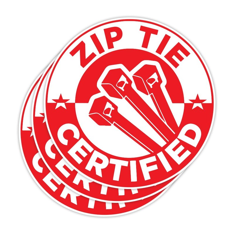 Zip Tie Certified Funny Stickers - Technician Decal (3, 3x3