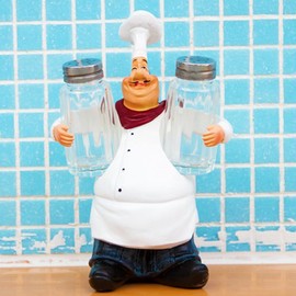 FishMM Resin Decorative Ornaments,Kitchen Decor,Cook Statue,French Chef Figurines with Salt and Pepper Shaker Set
