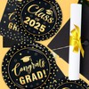 Black and Gold Graduation Paper Plates and Napkins Serve 50,