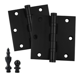 EMBASSY Door Hinge Solid Brass - 3.5 x 3.5 Inch, Heavy Duty, Black, Ball Bearings, Rust Resistant Pin, Architectural Designer Grade, Home Improvement, 2 Pack