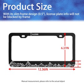 Mandark 2 PCS Mountain Car License Plate Frame, Aluminum Automotive Plate Bracket Holders with Screws, Rustproof US Standard Vehicle Front Back License Plates Cover, Universal Fit