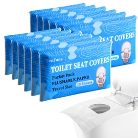 TenFans Toilet Seat Covers Disposable (120 Pack) - XL Flushable Disposable Toilet Seat Cover for Kids Potty Training, Adults - Essential Travel Accessories for Airplane, Public Restrooms, Camping