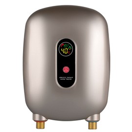 110V 3000W Mini Electric Tankless Instant Hot Water Heater with LCD Display Kitchen Washing Heating System for Bathroom Bathtub Shower Sink,IPX4 Water-Proof,Gold