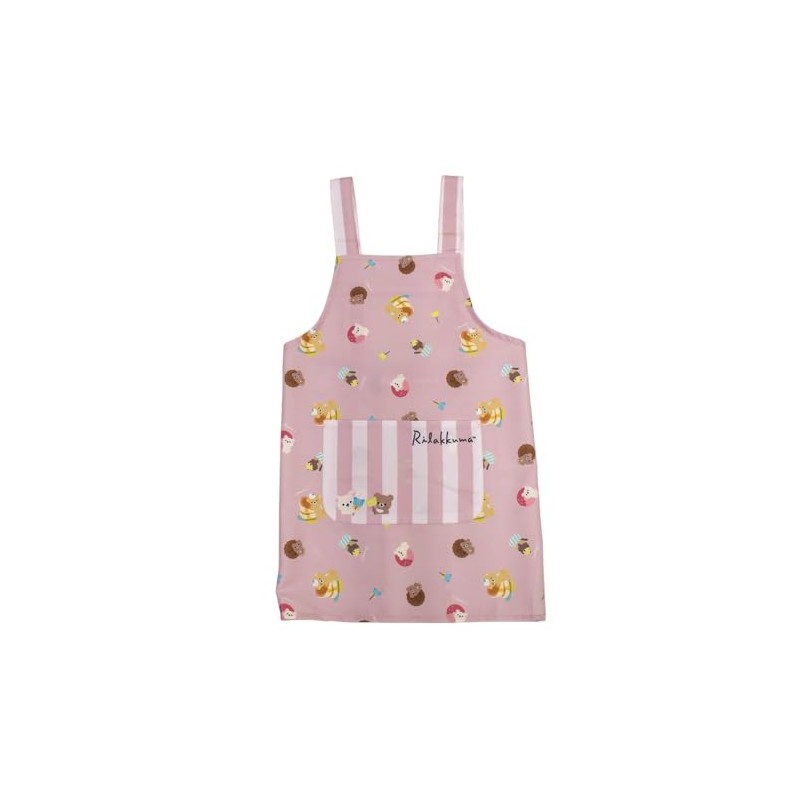Salonge Rilakkuma Apron, For Children, Transfer, H-Shaped, Pink, 59.1 inches
