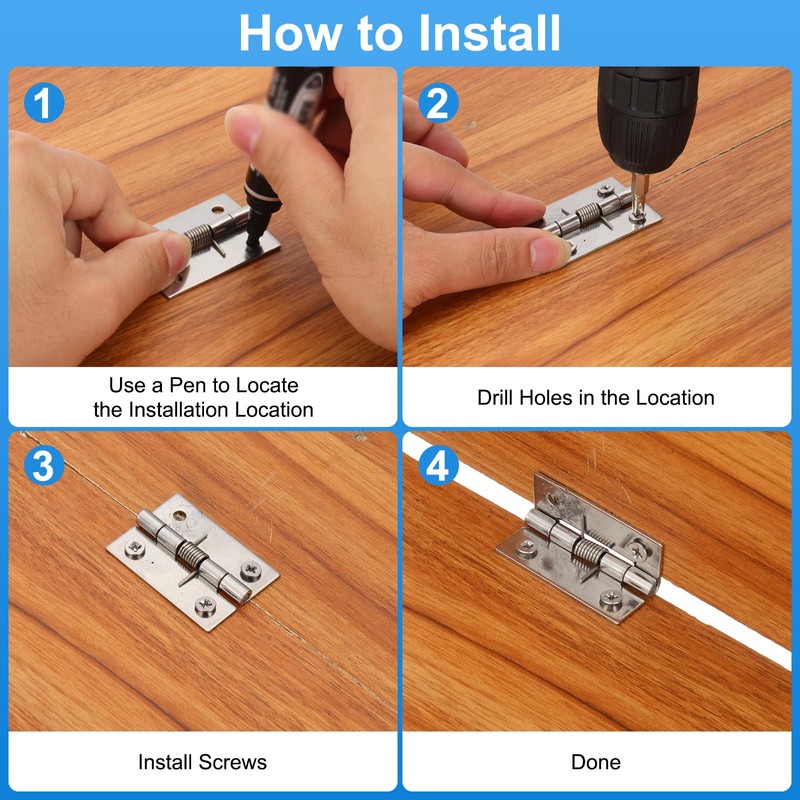 PATIKIL 4 Pcs Spring Loaded Hinges, 2" Self Closing Door