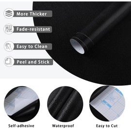 Yasinet Peel and Stick Wallpaper Black Wallpaper Black Contact Paper Modern ThickeningWaterproof Self Adhesive Removable Wall Paper Deco for Wall Bedroom Covering Countertop Cabinet Vinyl 17.7" x118"