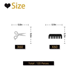 120 Barber Confetti, Black Glitter Comb Paper Confetti for Salon Opening Party, Scissors Cut Out for Haircut Salon Theme Party Table Decoration