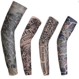 Fukufuku UV Arm Cover Arm Cover Tattoo Sleeve Tattoos Tattoos Sports Style UV Sun Protection Unisex One Size Fits All - 2 Pieces, blue and black, M