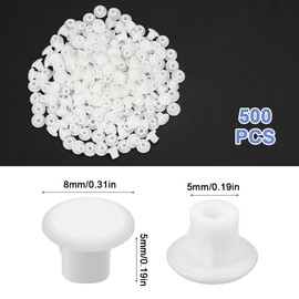 Pack of 500 Cover Caps for Drill Holes, 5 mm Hole Cover Caps, Plastic Hole Plugs, Furniture Cover Caps, White, Hole Cover for Furniture, Plastic Blind Caps Cover Plugs for Screws, Holes