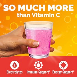Emergen-C 1000mg Vitamin C Immune Support Powder Pink Lemonade 30CT includes Zinc, Manganese, 7 B Vitamins and Electrolytes for Back to School Essenti