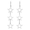 Triple Retro Open Star Link .925 Sterling Silver Dangle Earrings