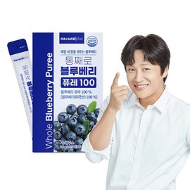 Whole Blueberry Puree 100mg, 4 Boxes of 15 Pouches (Total 60 Pouches) / 40 Blueberries per Pouch / USA Anthocyanin Blueberry Juice / 통째로 블루베리 퓨레 100 15포 4박스(총 60포)  1포에 40알  미국산 안토시아닌 블루베리즙
