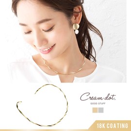 Cream Dot Necklace, Women's, Popular, Hypoallergenic to Metal, Nickel-free, 18k Coating, Metal, Choker, Neck Cuff, Twist, Decollete, Beautiful, Stackable Accessory