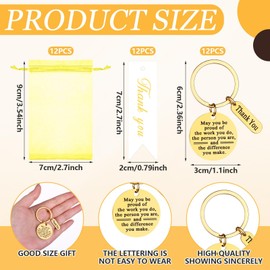 12 Set Employee Appreciation Gifts Bulk Thank You Gifts Inspirational Appreciation Keychain Thank You Cards Organza Bags Office School Motivational Gift for Teacher Nurse Team Staff Coworkers