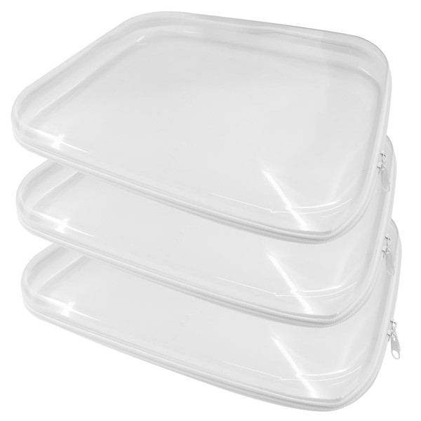 Jiozermi 2 Pcs Clear Hard Shell Zipper Case, Portable Cosmetic