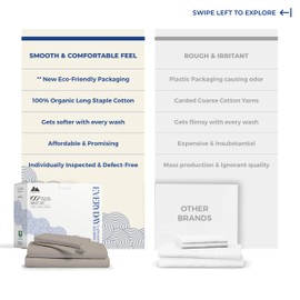 Mayfair Linen 100% Organic Cotton Sheets California King Size - 4 PC Organic Cotton Cal King Size Percale Weave Sheet Set, Soft, Cooling & Crisp, 16" Deep Pocket Hotel Quality Bedding Set - Taupe