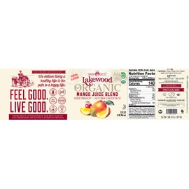 Lakewood Organic Mango Juice, 32 Fl Oz (Pack of 6)