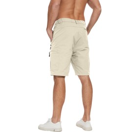 LVCBL Shorts for Men Quick Dry Cargo Shorts Elastic Waist Lightweight Hiking Shorts Beige 3XL