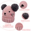 Girls Hats and Mittens Set Winter Knitted Pom Pom Bobble