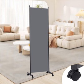 Room Divider Large 1 Panel Privacy Screen,Portable Room Partition on Wheels